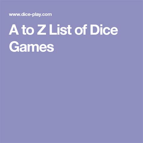 dice games|A to Z List of Dice Games .